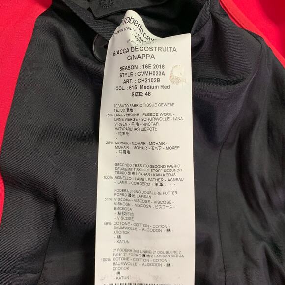 ROBERTO CAVALLI Size 38 Red Raspberry Wool Blend Sport Coat - Picture 9 of 10